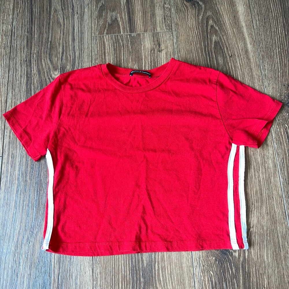 Brandy Melville two-striped cropped tee.